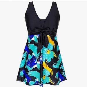 DANIFY Plus Size Swim Dress Tummy Control Swimdress with Swim Shorts